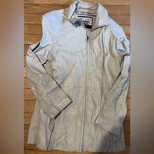 Wilsons Pelle Studio White Leather Jacket Womens S Cream Off White Zip Up Coat